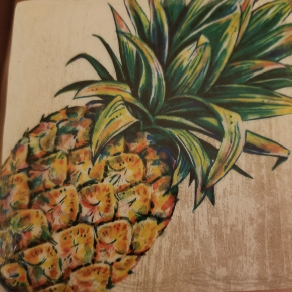 Set of 4 absorbant stone coasters, pineapple design - Picture 7 of 7